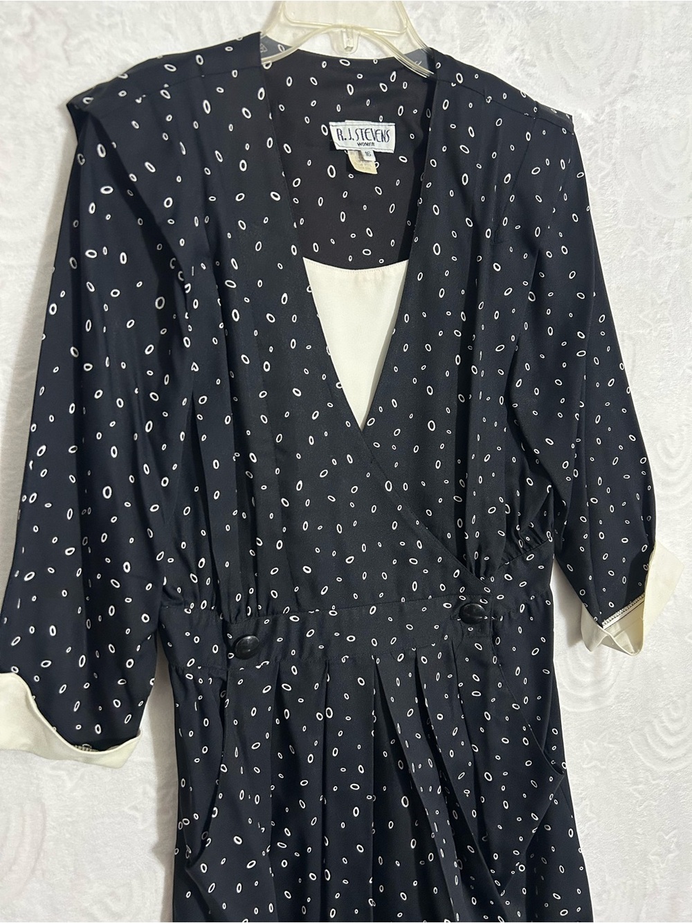 Vintage Retro Black Polka Dot Wrap Dress